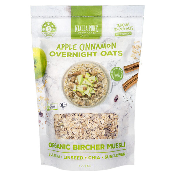 Kialla Pure Organic Overnight Oats Apple Cinnamon flavour