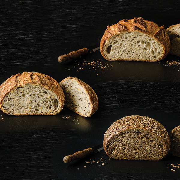 three varieties of artisan bread mixes