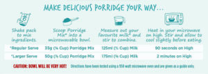 Directions for making your porridge oats